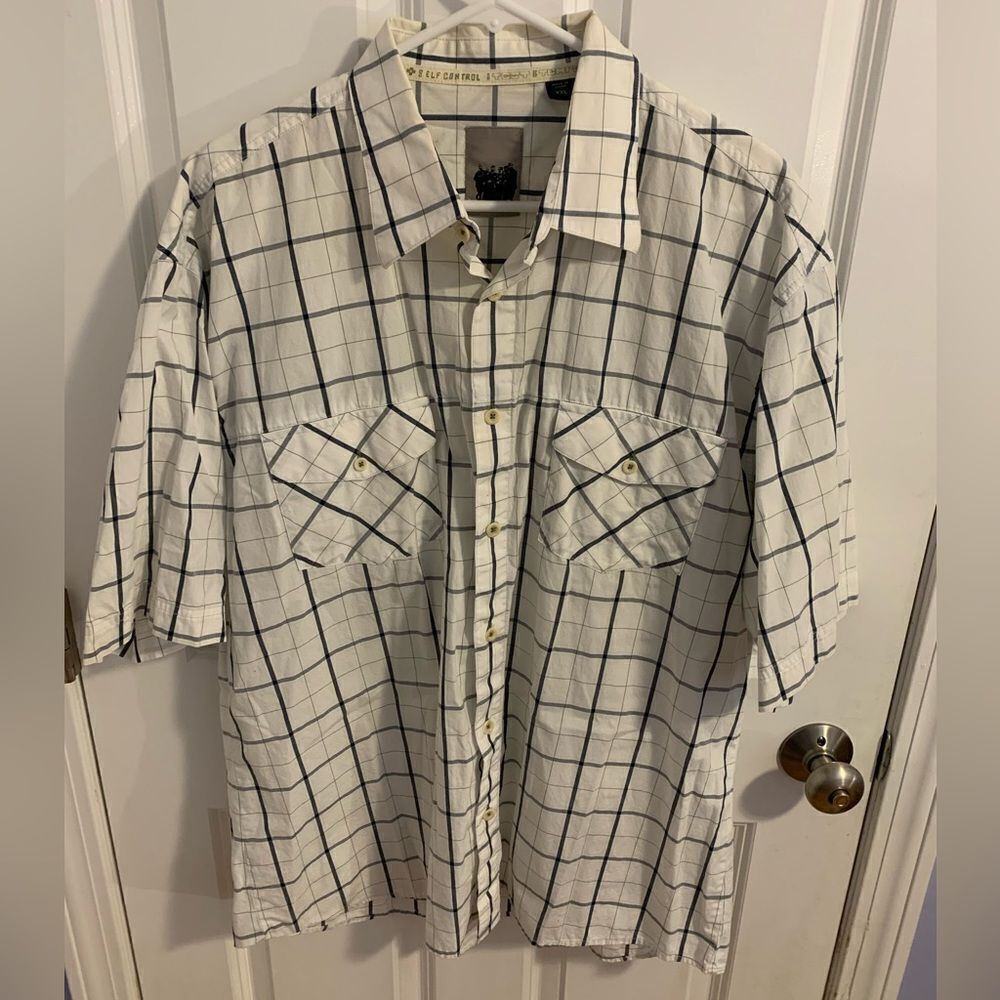 Ashworth Golf Company plaid button down shirt white